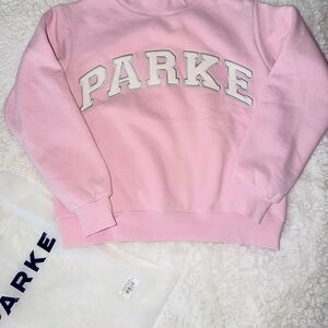 PARKE Pink Sprinkle Mock Neck Sweatshirt SZ S/M